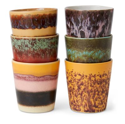 HK living 70s Keramik Kaffeebecher  Valley- 6er Set
