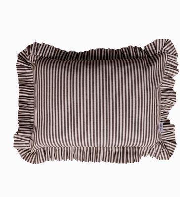 Luxe B Co Kissenbezug braun-weiß gestreift mit Rüschen
