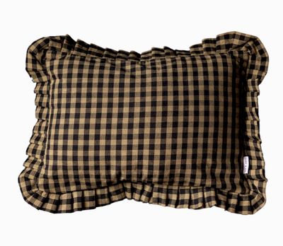 Luxe B Co Kissenbezug olivgrün kariert mit Rüschen