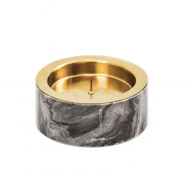 Marble Pillar Kerzenhalter, Schwarz/Gold