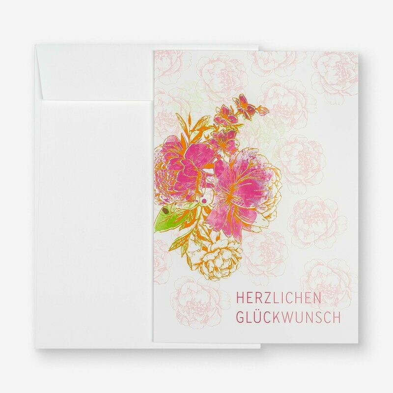 Home Quartier Klappkarte - Herzlichen Glückwunsch pink Flower Home Quartier Klappkarte - Herzlichen Glückwunsch pink Flower