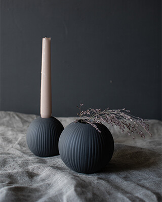 Storefactory Vase Vena- hellgraue Keramikvase