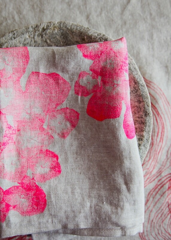 Birgit Morgenstern - Küchentuch Hortensa neon pink-creme