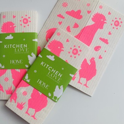 Kitchen Love Schwammtuch - pink Rooster Kitchen Love Schwammtuch - pink Rooster