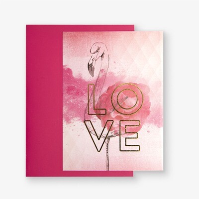 Home Quartier Klappkarte FLAMINGO "LOVE"