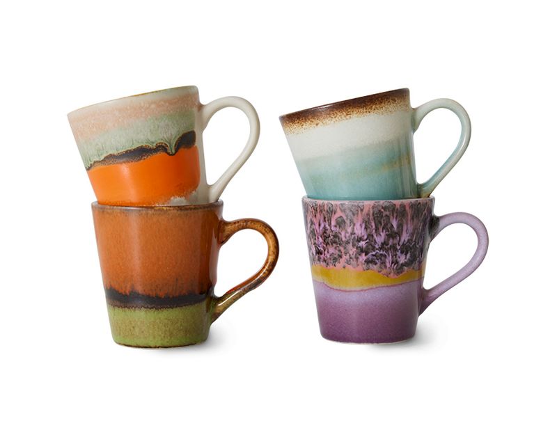 HK living 4er Set Espressotassen Retro