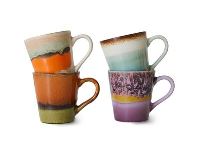 hkliving 70s Espressotassen Retro 4er-Set