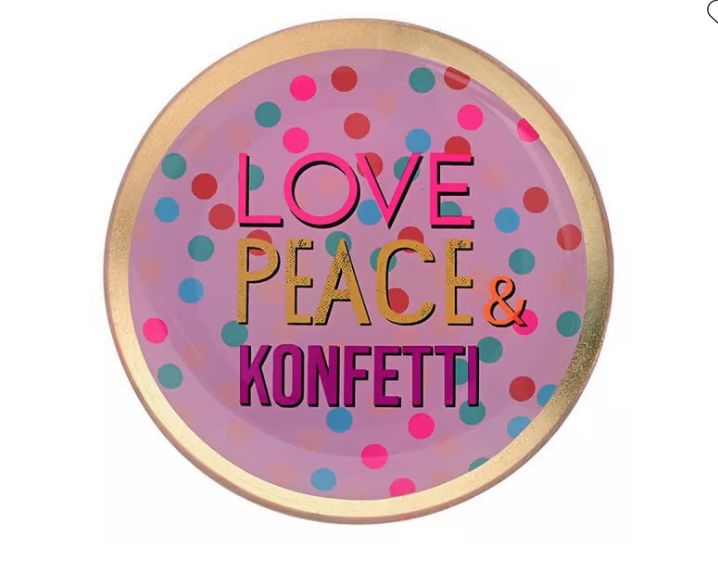 Gift Company Deko-Teller "Love, peace and Confetti"