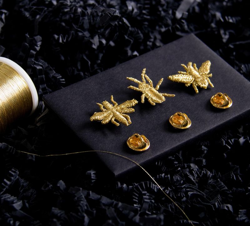 Brosche Botanopia -  Gestickte 3 kleine Insekten