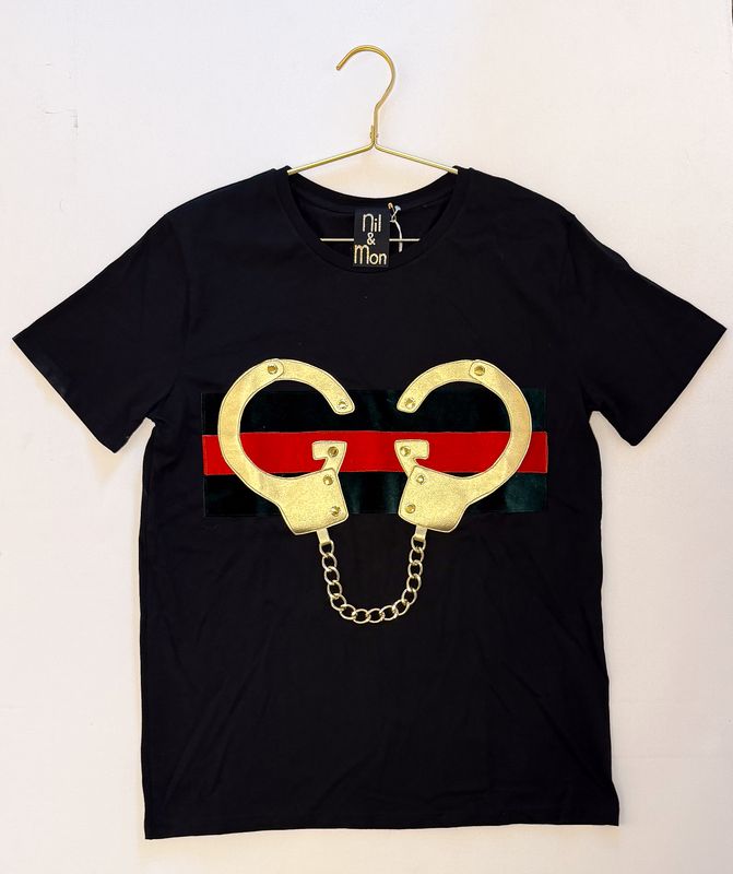 NIL+MON T-Shirt NIL+MON T-Shirt "Handschellen" -schwarz