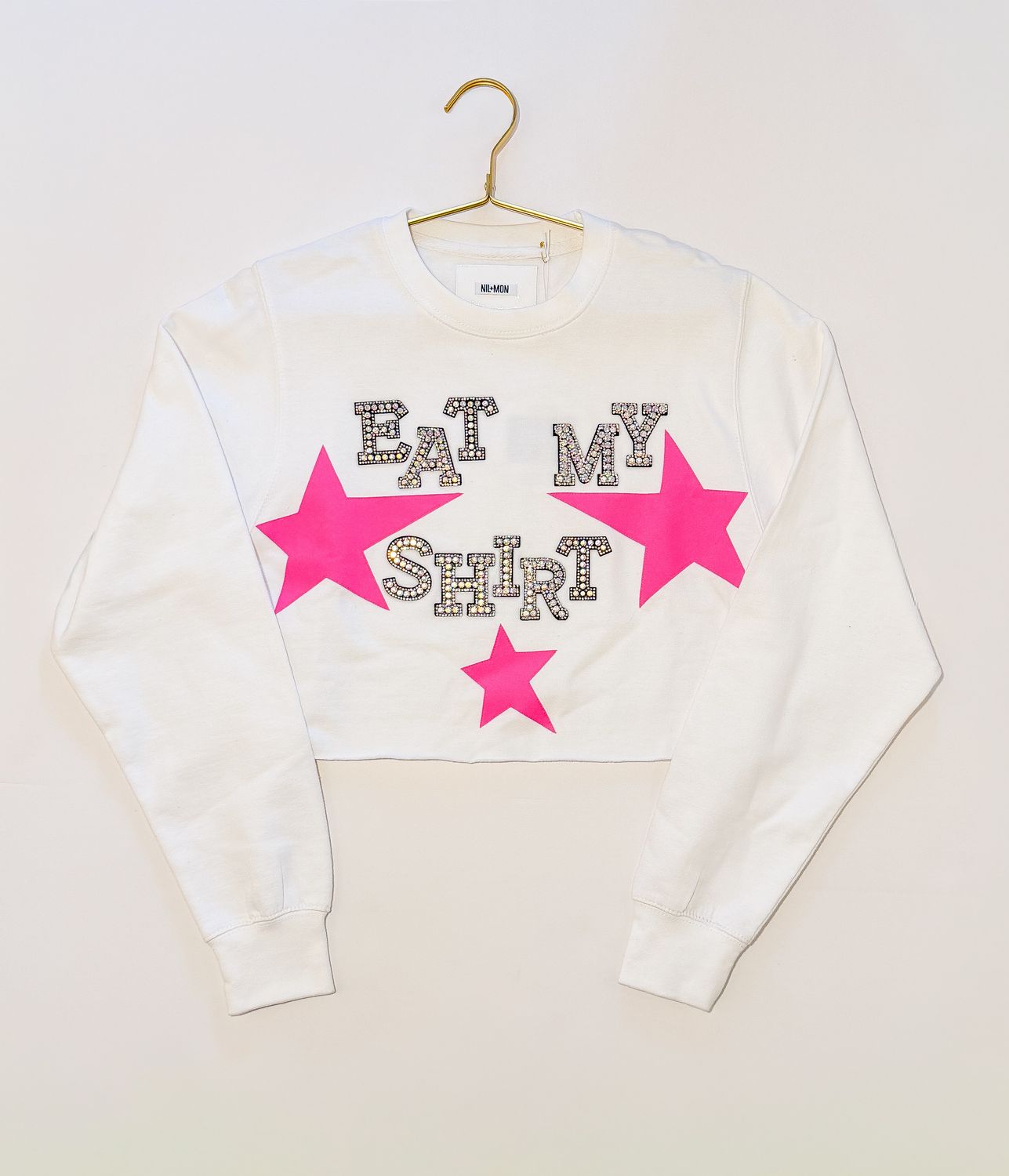 NIL+MON Sweatshirt  "Eat my shirt" -weiss