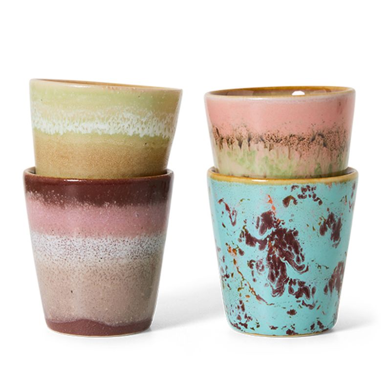 HK living 70S Keramik  Ristretto Tassen Futurism 4er Set