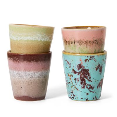 HK living 70S Keramik  Ristretto Tassen Futurism 4er Set