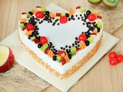 Heart Shape Fresh Fruit Cake