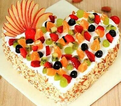 Heart Shape Fresh Fruit Cake