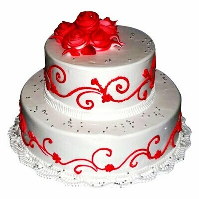 Two Tier Cake Red Rose