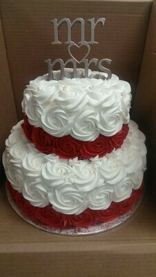 Two Tier Cake Red &amp; White Rose