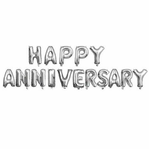 Anniversary Foil Balloons, Colour: Silver