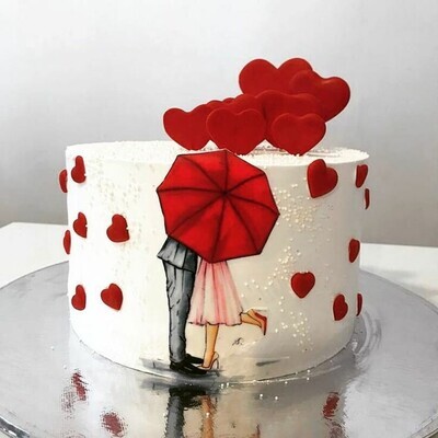 Couple in umbrella Cake