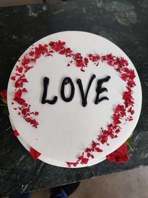 Heart Shape Cake with Fresh Rose