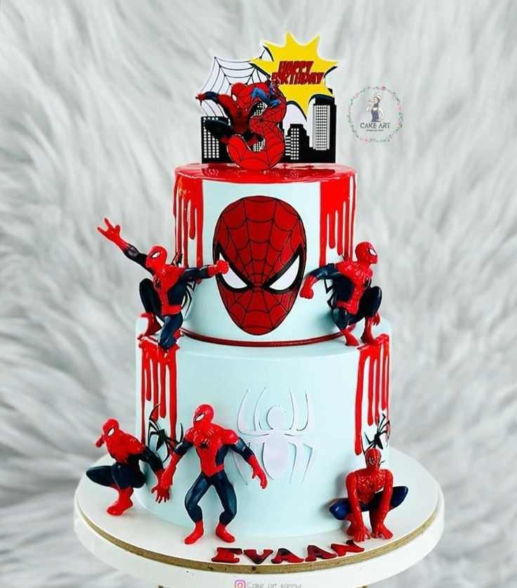 Spider man 2 tier cake