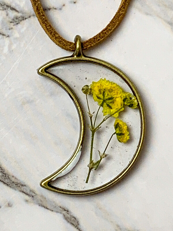 Dainty Yellow Resin Moon Necklace Dainty Yellow Resin Moon Necklace