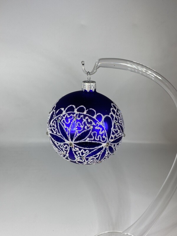 Christbaumkugel - Blau mit Sternenmuster