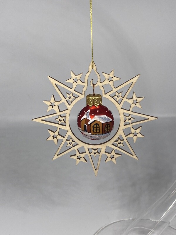 Christbaumkugel mit Holz Stern