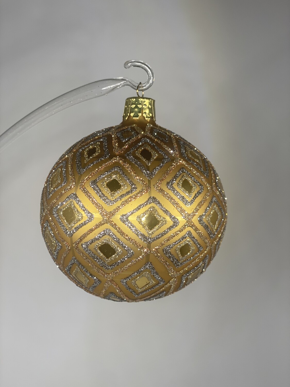 Christbaumkugel - Gold mit Rauten Muster