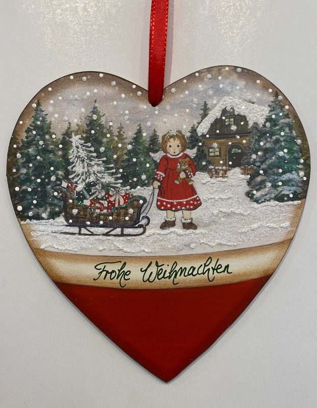 Holzherz mit Engel
