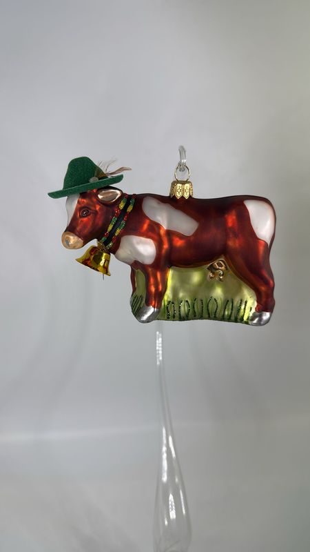 Christbaumschmuck - Kuh Paula mit Hut