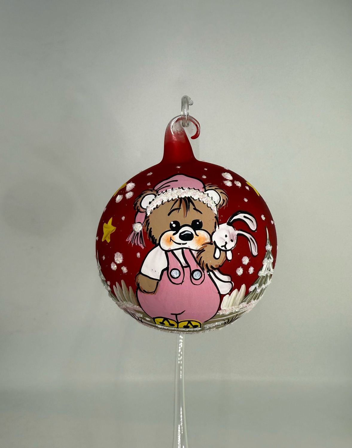 Christbaumkugel - Schlafbärli rot