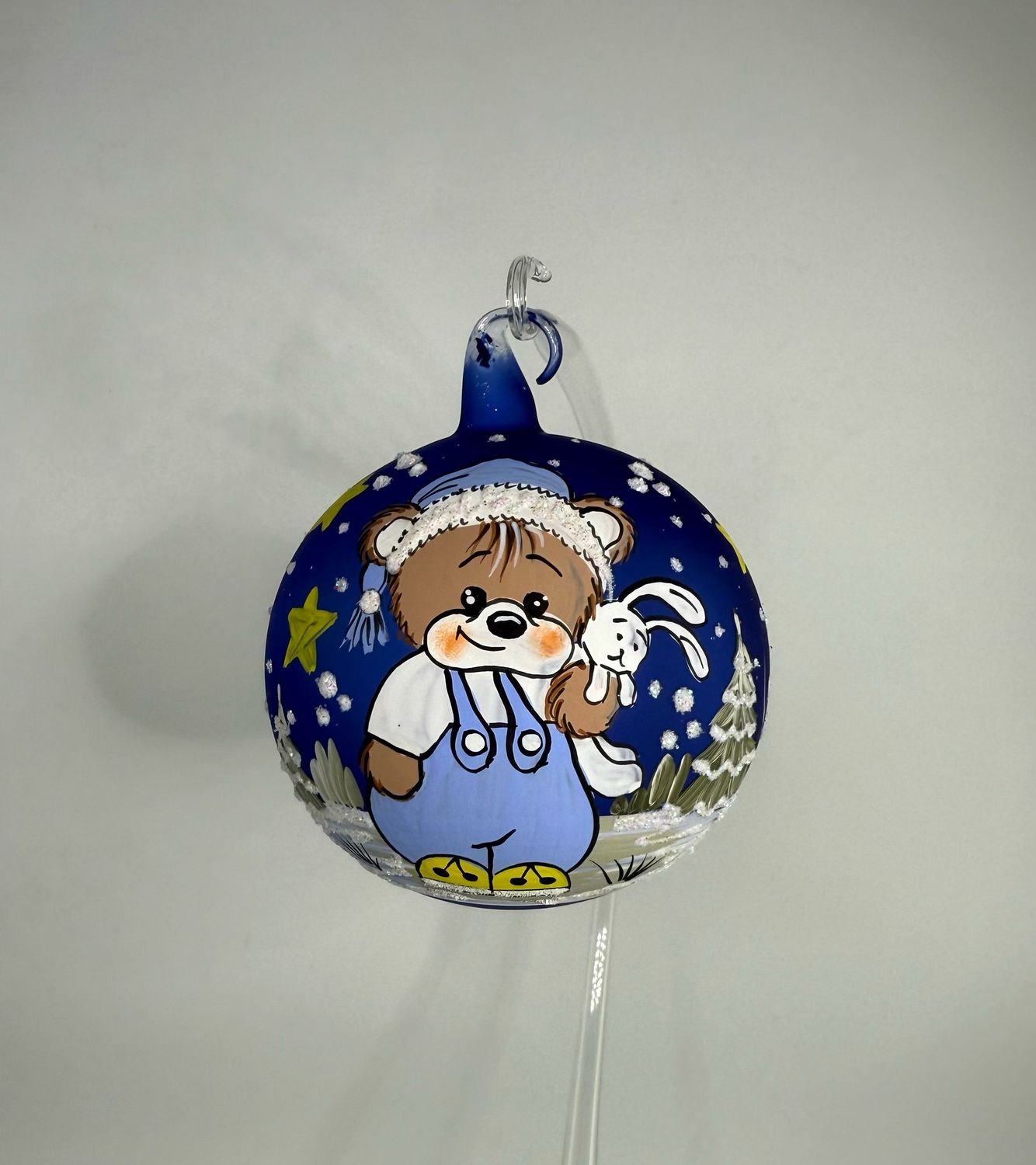 Christbaumkugel - Schlafbärli dunkelblau