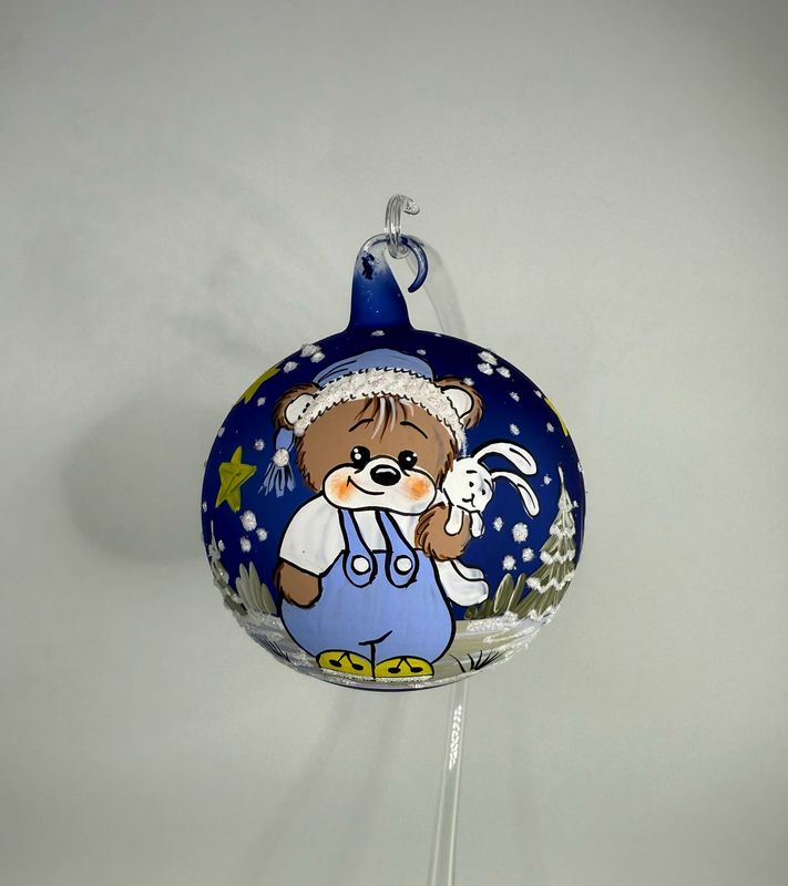 Christbaumkugel - Schlafbärli dunkelblau