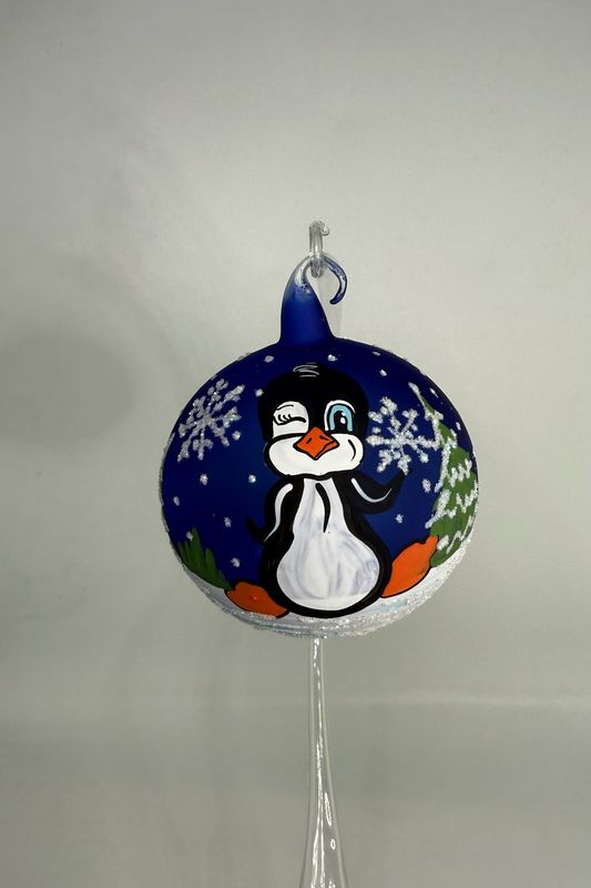 Christbaumkugel - Pinguin dunkelblau