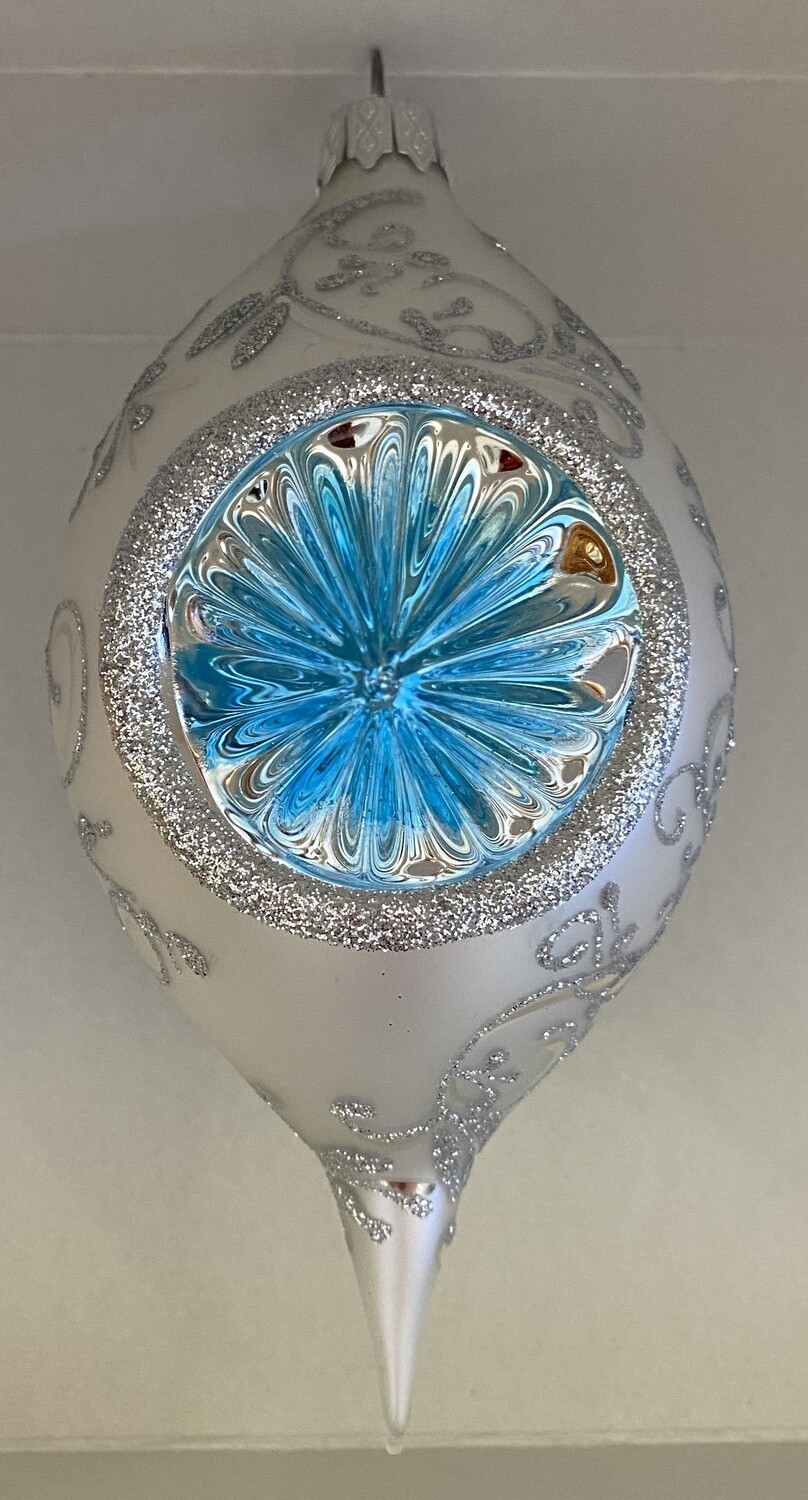 Weihnachtskugel - Trichter Zapfen, Weihnachtskugel - Trichter Zapfen: silber/blau