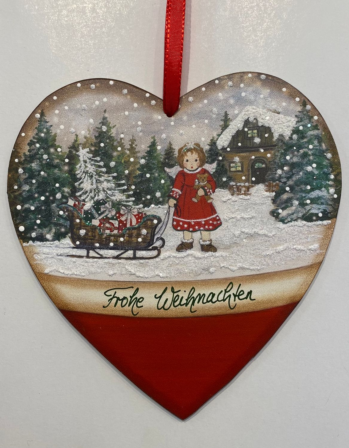 Holzherz mit Engel