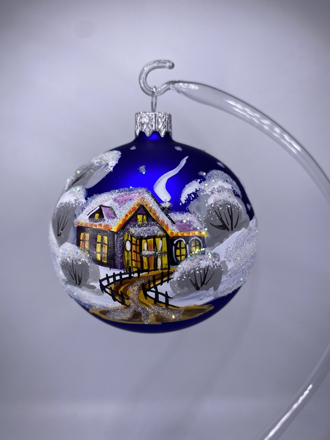 Weihnachtskugel Winterlandschaft, Weihnachtskugel Winterlandschaft: blau