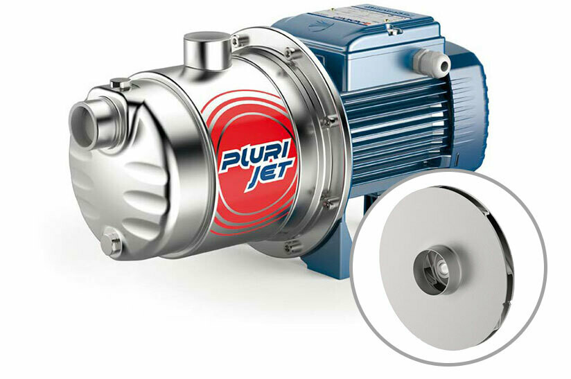 Selbstansaugende, mehrstufige Pumpe Pedrollo PLURIJET 80-100, bis 0,75 kW, Drehstrom, mit Edelstahl-Laufrad