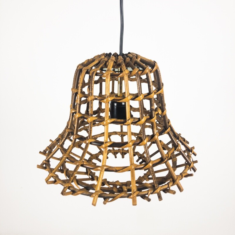 Bamboo and rush pendant lamp from the 1960s