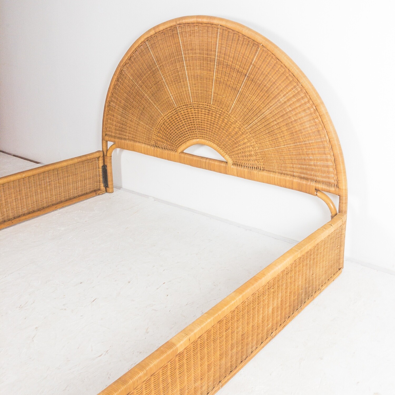 Double bed in bamboo and wicker, Italy 1970s