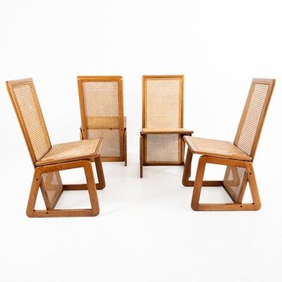Set of 4 chairs in wood and straw from Vienna, Denmark 70s