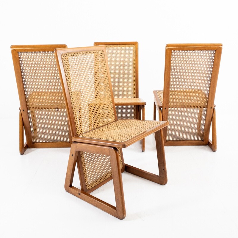 Set of 4 chairs in wood and straw from Vienna, Denmark 70s