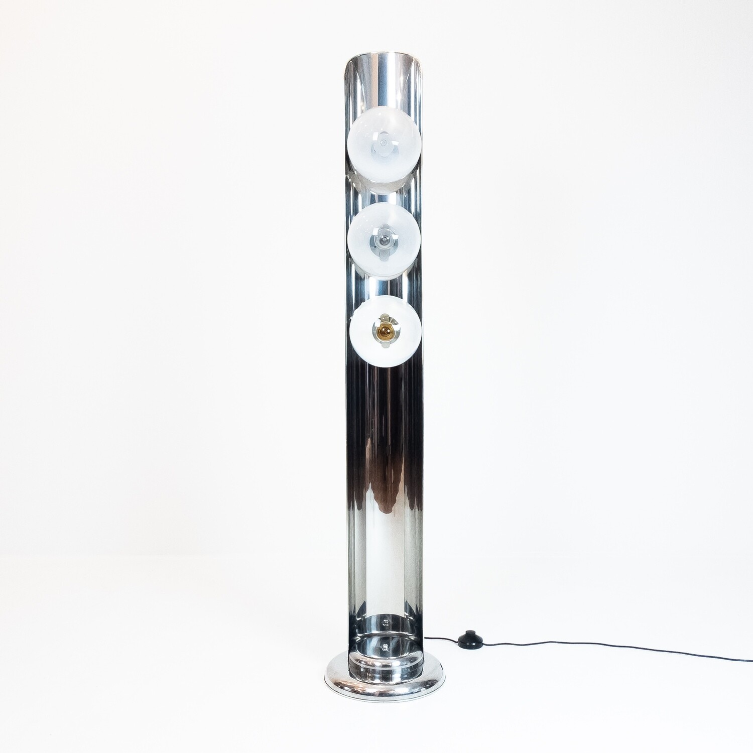 Space Age style floor lamp in chromed steel