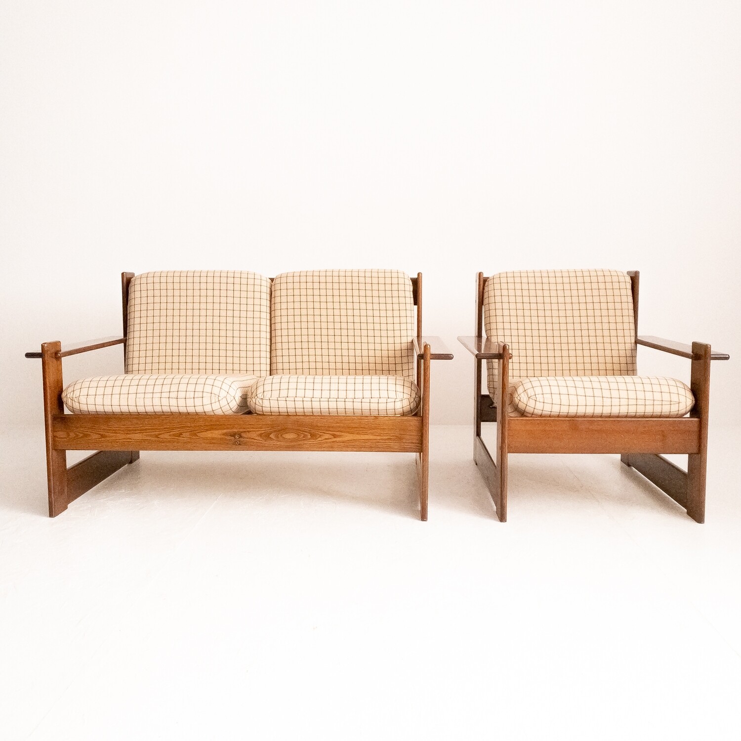 70s Scandinavian style sofa and armchair living room set