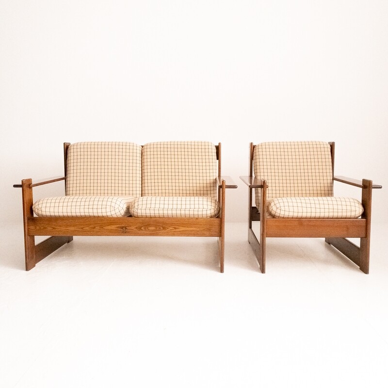 70s Scandinavian style sofa and armchair living room set