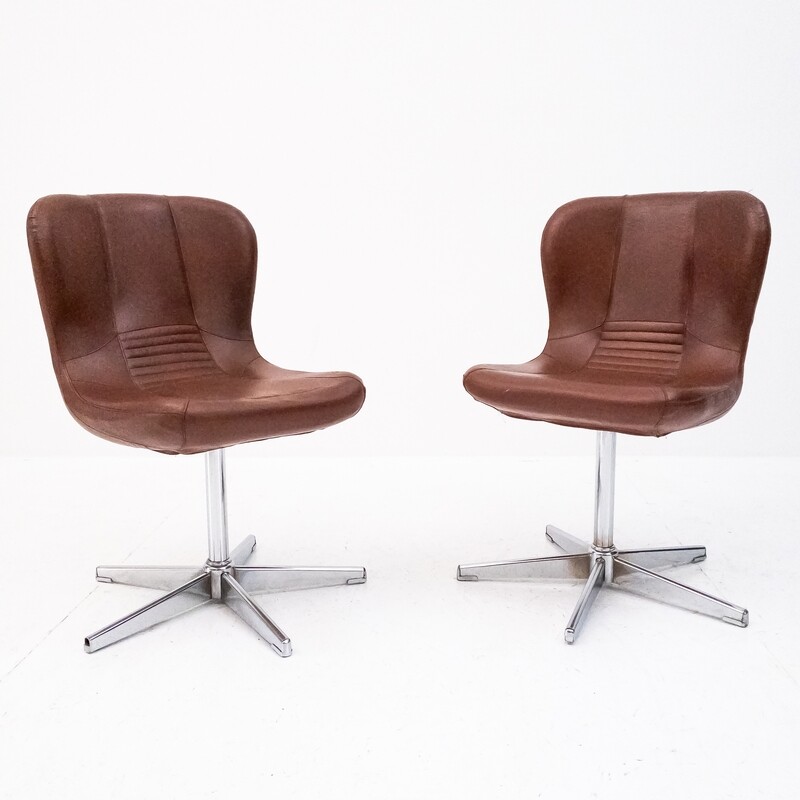Set of 2 Space Age chairs in eco-leather, Italy, 1960s