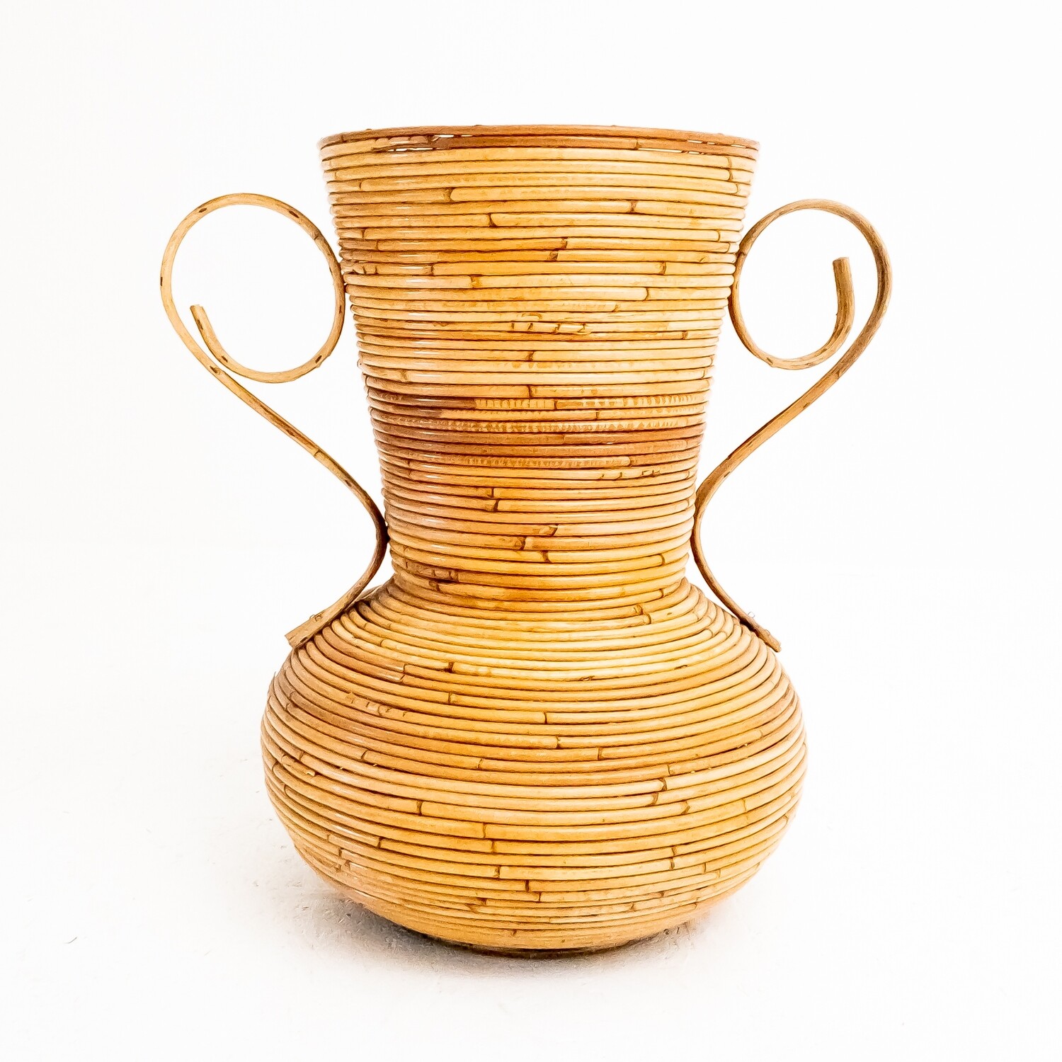Vaso anfora in canna di bambù attribuibile a Vivai del Sud, Italia, anni '60