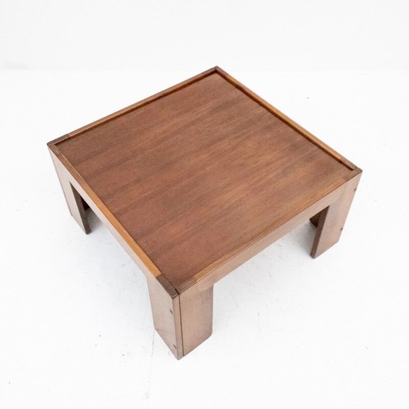 Square Italian rosewood coffee table by Afra &amp; Tobia Scarpa for Cassina, 1970s