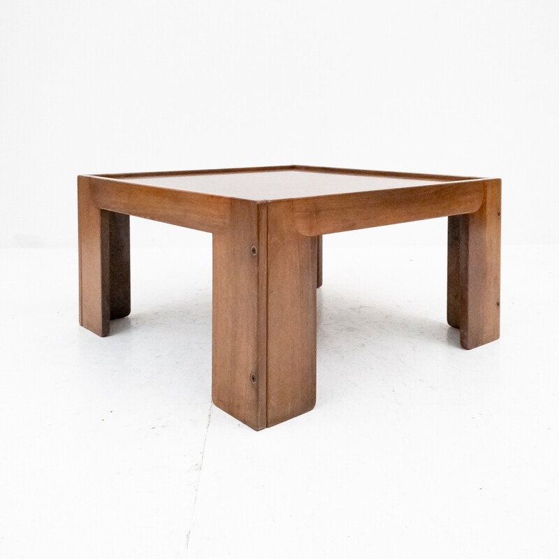 Square Italian rosewood coffee table by Afra &amp; Tobia Scarpa for Cassina, 1970s